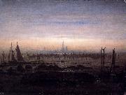 Caspar David Friedrich Greifswald in Moonlight oil painting reproduction